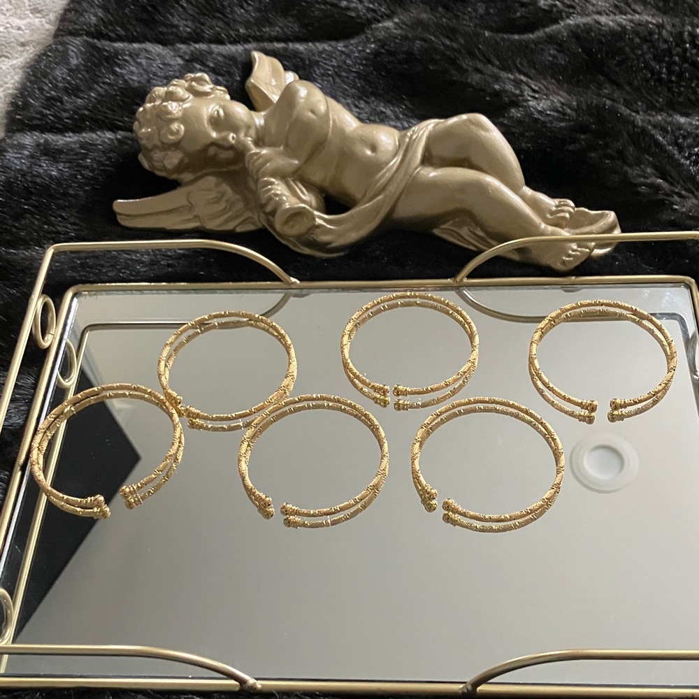 Gold Textured Open Bangle Bracelet - Picture 2 of 5